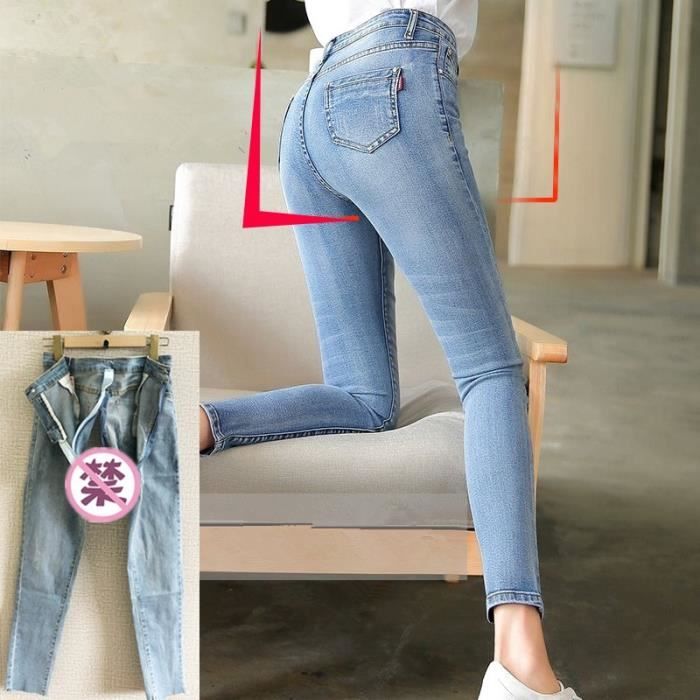 PANTALON Pantalon de sexe en plein air jean taille haute Stretch