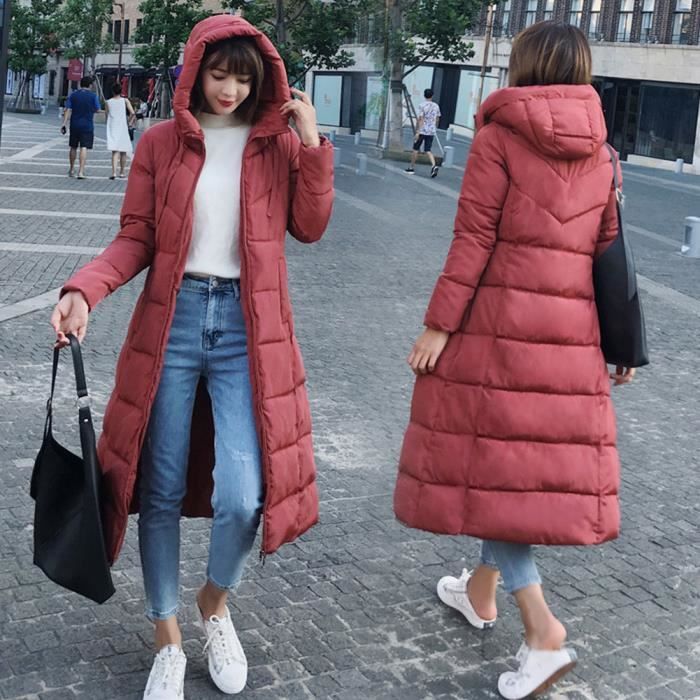 Doudoune Duvet Femme Doudoune Longue a Capuche Doudoune Rembourree Matelassee Doudoune Elegant Slim Hoodie Doudoune Rouge 2 Rouge 2 Cdiscount Pret a Porter