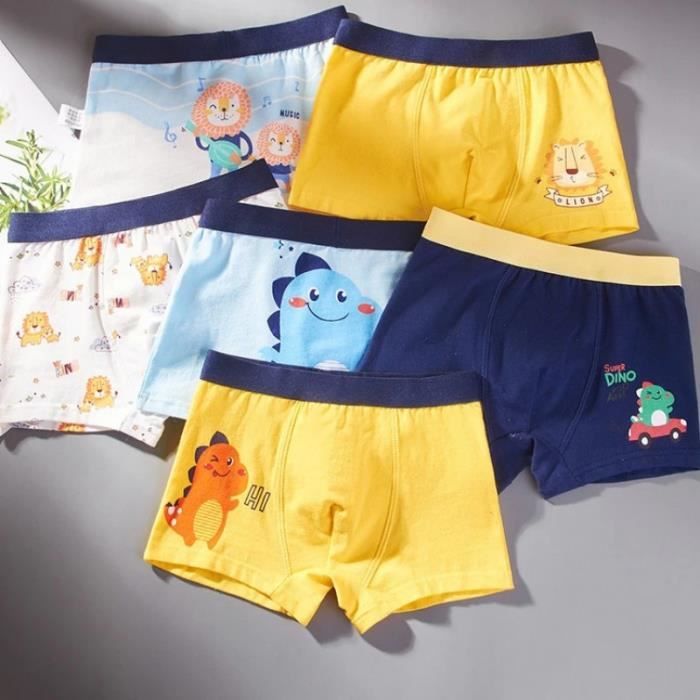 Lot De 3 Slips Garçons Dinosaure Jack & Junior - Boxers Enfants Dessin Animé - Tissu Léger - Taille 2-8 Ans