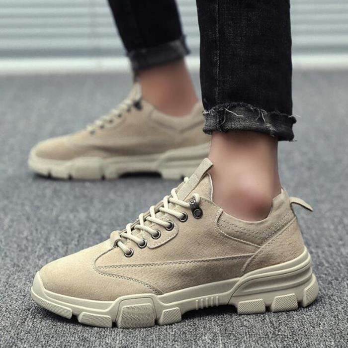 Basket Homme Chaussures De Sport Masculines Suede Cuir Mode Chaussures Beige Beige Cdiscount Chaussures