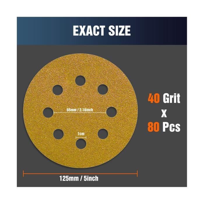 225 mm Disque de ponçage Papier abrasif 8 trous Grain 240 pour