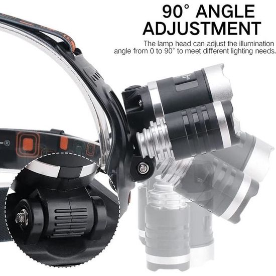 Lampe Frontale Vélo 6000LM - 2 LED CREE XM-L T6 - USB Rechargeable - Étanche IPX7