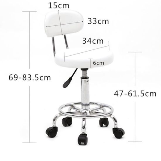 Lot De 2 Tabourets Pivotants Avec Dossier Et Roulettes - Chaise Assis-Debout Réglable 48-64cm, Confortable Pour Bureau Et Coiffure