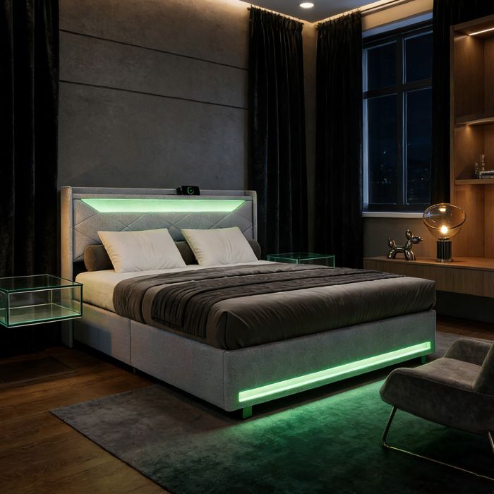 Lit Avec Rangement Integre 140x190