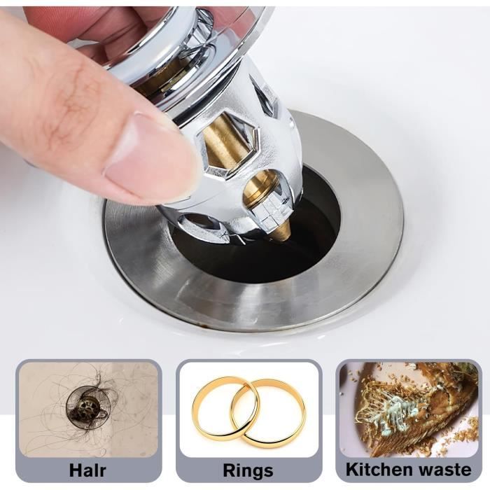 Bonde De Lavabo Avec Filtre Ghazpmuk - 2 Pièces Pour éviers 34-40mm - Filtre Cheveux Amovible