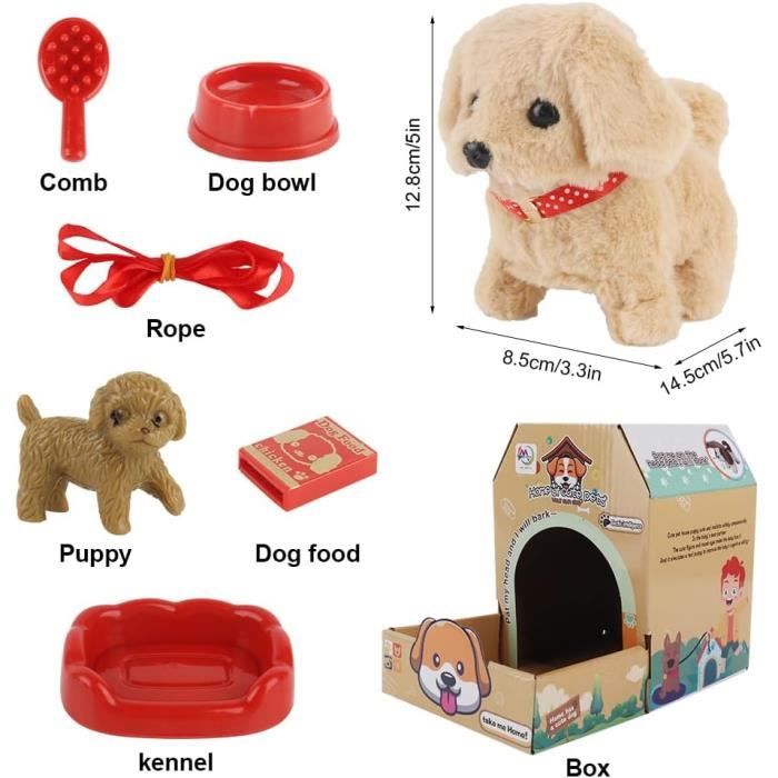 Chien Jouet Enfant, Chien Interactif Jouet , Interactive avec Marche,  Aboiement,Queue, (avec Cordon de Serrage), Cadeau pour Filles - Cdiscount