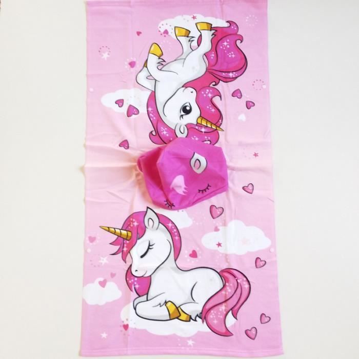 Serviette Plage Licorne Personnalisée KIDSLOVE - Microfibre 100x200cm - Nom Brodé - Anti-Sable