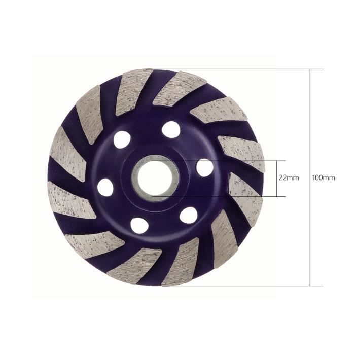 Meule Boisseau Diamant 100mm – Grain 180 – Alésage 20mm – Pour Carbure, Acier Dur, Métal