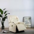 3611MAISON BEST•Fauteuil électrique de massage,Fauteuil inclinable TV sofa Fauteuil relax  TV électrique Crème Similicuir-3