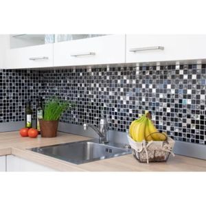 Plaque De Mosaïque Céramique échiquier Noir Et Blanc - Réf. 22-0304-R10_b Pour Cuisine