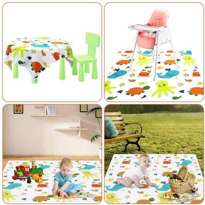 Tapis Chaise Haute 130x130 Cm Imperméable En Nylon - Tapis De Protection Sol Bébé Antidérapant