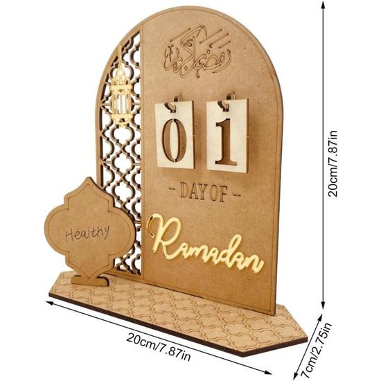 Calendrier du Ramadan en bois bricolage, compte à rebours du Ramadan,  ornement Eid Mubarak, remplissage en bois, décoration du Ramadan 2023