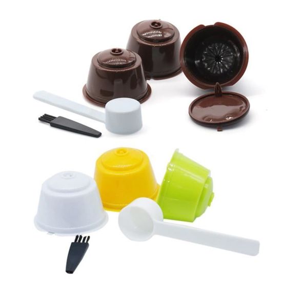 Ensemble de tasses de filtre à dosette de capsule de café réutilisables avec brosse à cuillère filtre à mailles en acier inoxydable écologique adapté à Dolce Gusto 