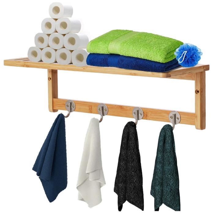 Étagère de rebord de l'organisateur de salle de bain, bacs de rangement  muraux avec porte-serviettes, panier de rangement mural pour baignoire