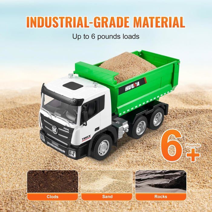 VEVOR Camion Benne RC 1:18 Télécommandé 9 Canaux – Véhicule De Construction Avec Cabine Métal, 2 Batteries, Portée 30m, Pour Enfants De 8 Ans Et Plus