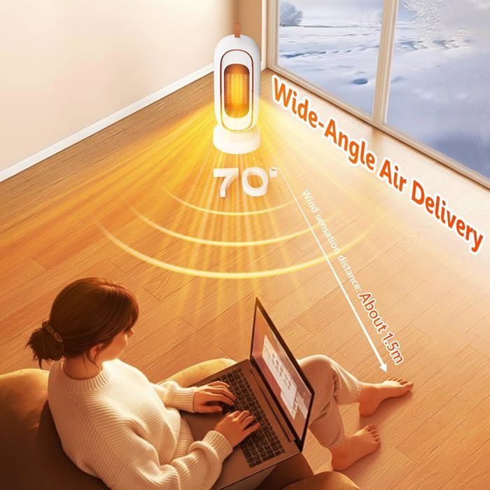 Radiateur électrique Portable 500W - 2 Modes, Oscillation 360°, Pour Bureau, Chambre, Camping, Intérieur/extérieur