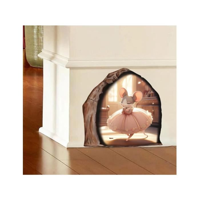 Autocollant Mural Réaliste En Forme De Trou De Souris 3D