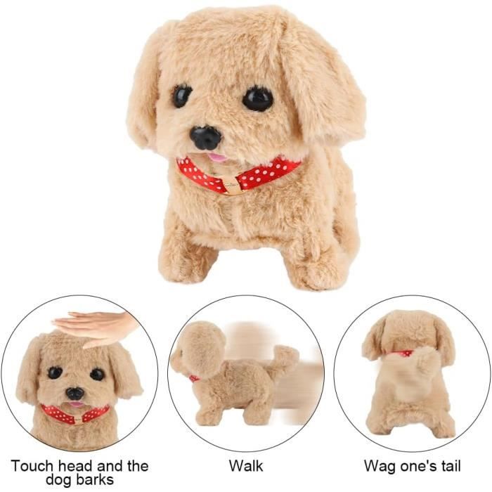 Chien Jouet Enfant, Chien Interactif Jouet , Interactive avec Marche,  Aboiement,Queue, (avec Cordon de Serrage), Cadeau pour Filles - Cdiscount