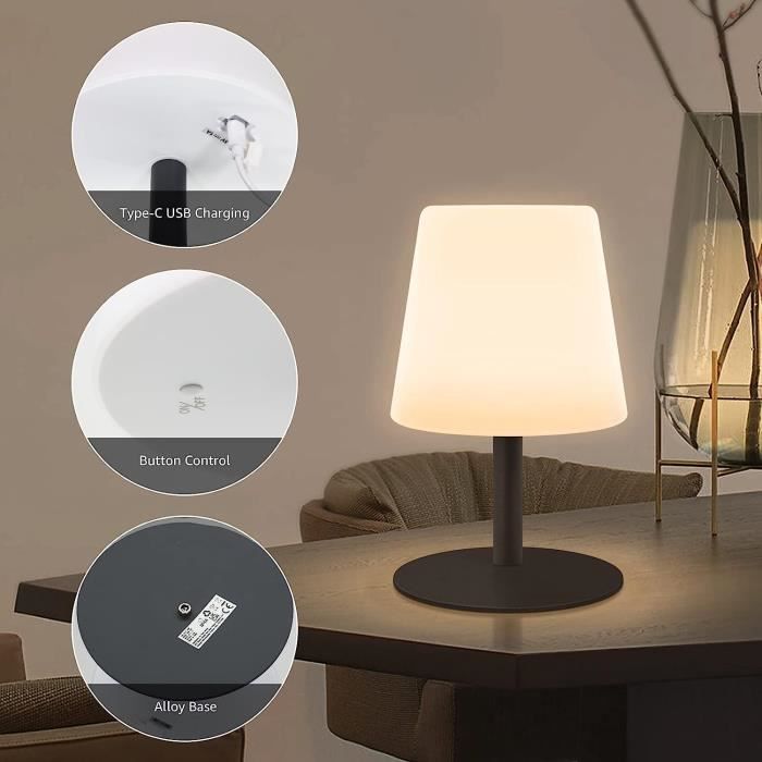 Lampe de table champignon LED rechargeable intégrée 1800 mAh avec 3 modes  d'éclairage à intensité variable pour restaurant, terrasse, intérieur et  extérieur : : Luminaires et Éclairage