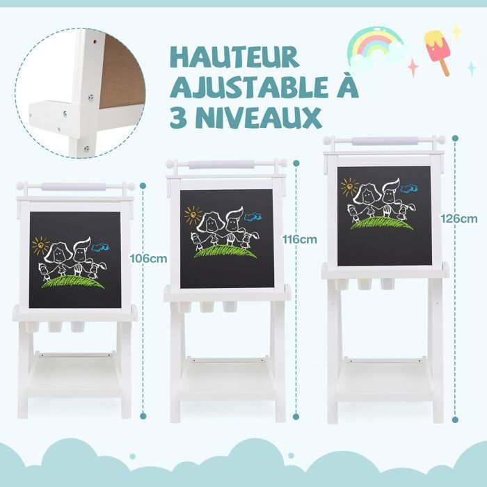Double face de l'Art permanent jouet avec chevalet Chalkboard Tableau blanc pour les enfants de
