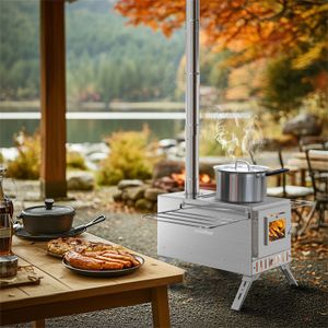 Camping Poêle à Bois Portable Acier Inoxydable Léger Poêle à Bois Solidifié Alcool Poêle