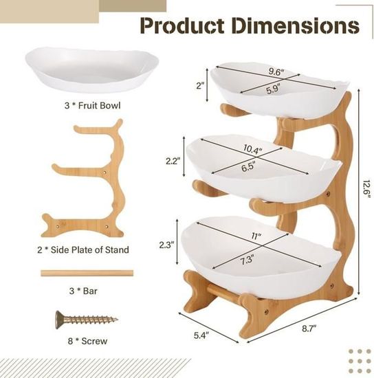 Corbeille A Fruit Présentoir à Gâteaux Aux Fruits à 3 Niveaux Rotatif à 360 Degrés U2013 Plateau à Desserts Corbeille à Fruits