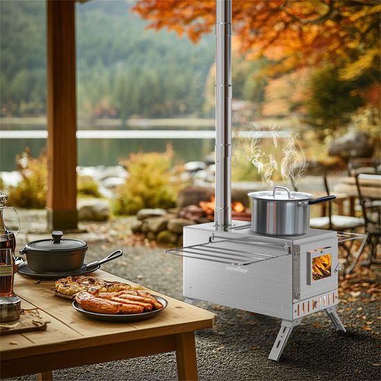 VGEBY Poêle à Bois Camping Portable en Acier Inoxydable - Chauffage