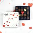 Coffret luxe 25 bonbons de chocolat fins praliné avec coeur rouge - chocolat Saint Valentin-0