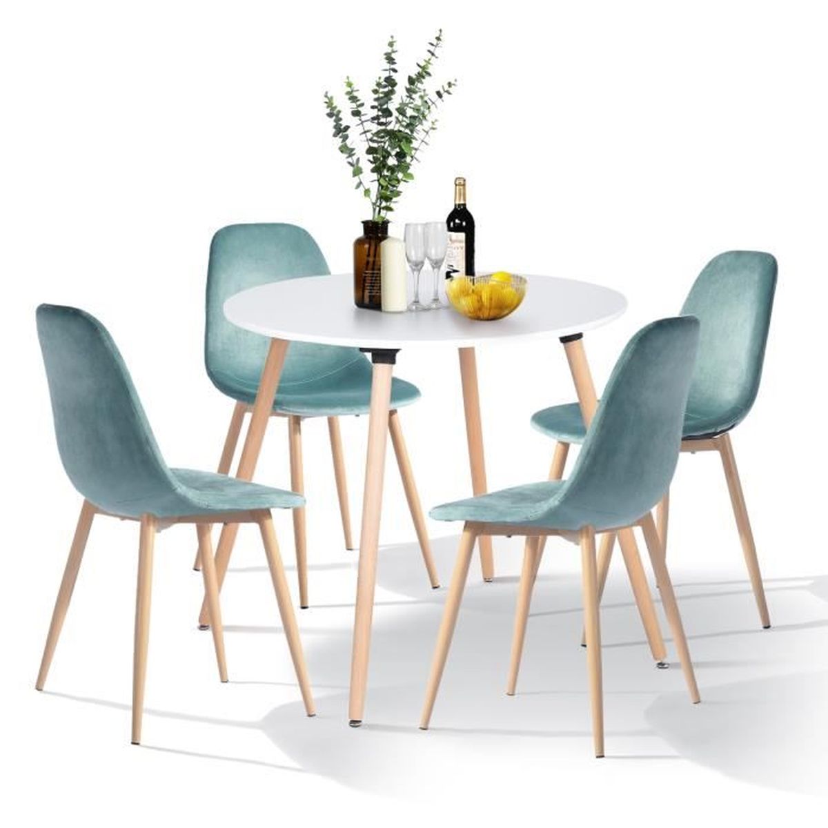 Ensemble Table A Manger 2 A 4 Personnes 4 Chaises Ronde Blanc