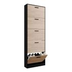 CASABEL Meuble chaussures - Armoire Rangement Grande Capacité 15 Paires - Meuble d Entrée Couloir - Noir Bois Clair - 60x17x180 cm