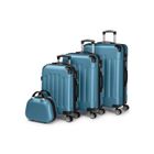 ALIGHTUP - Set de 4 Valise trolley portable 4 en 1 en ABS - 3 Valises + 1 Vanity - Bleu