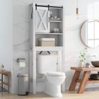 GIANTEX Meuble Dessus Toilettes WC- Colonne/Meuble Salle de Bain- Porte Coulissante- 3 Étagères Réglables- 68x22x171cm- Blanc
