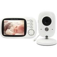 Babyphone Caméra 3.2 pouces - Vidéo LCD Couleur Bébé Surveillance 2.4 GHz - Surveillez Bébé avec Commodité et Sécurité -  Blanc