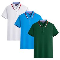 Lot de 3 Polo Homme Ete Manches Courtes T-Shirt Elegant Couleur Unie Casual Top Respirant Tissu Confortable - Blanc/bleu/vert