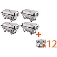 Lot de 4 Chafing dish Milan + 12 Gels OFFRE SPECIALE
