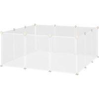 Cage parc enclos modulable petits animaux - dim. 105L x 105l x 45H cm - 12 panneaux résine PP opaque 105x105x45cm Blanc