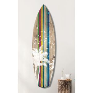 TABLEAU - TOILE HXA DECO - Planche de Surf Décorative,Multi choix,Décoration Murale,Impression sur Alu Dibond, Palm Surf, 150x40 cm