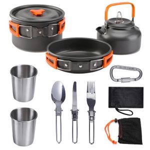 Noir Justdodo 8pcs Camping en Plein air l/éger casseroles Casserole Casserole Pique-Nique Casserole Casserole pan Set Ensemble Compact Portable Durable
