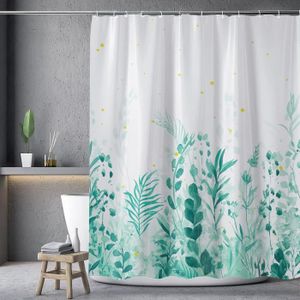 Rideau de douche en tissu imperméable Avec 12 crochets Pour salle de bain baignoire Motif feuilles d'arbre vintage 180 x 180 cm