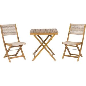 Ensemble table et chaise de jardin Set Bistrot - Pliable - 2 personnes - En bois d'ac