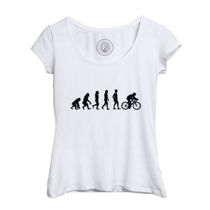 MAILLOT DE CYCLISME T-shirt Femme - Fabulous - Evolution Vélo Cycliste Course Route - Col Echancré - Blanc - Manches Courtes