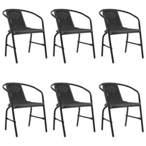 Ensemble table et chaise de jardin Pwshymi-Chaises de jardin 6 pcs Rotin plastique et acier 110 kg