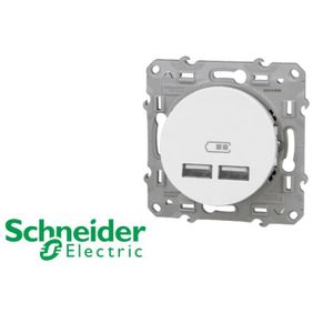 Prise chargeur USB SCHNEIDER Odace blanc - S520408