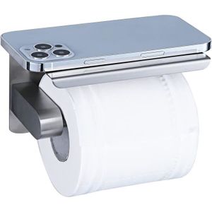 SERVITEUR WC YUET Porte Papier Toilette, Support Papier Rouleau sans Percage Derouleur Papier WC,Distributeur Papier avec Tablette, Acier INO441