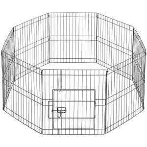 ENCLOS - CHENIL Yaheetech Parc pour chien 8 Panneaux Cage pour Chiens Enclos Pliant Clôture Grille Chenil pour chien en Métal Extérieur 61 x 52cm