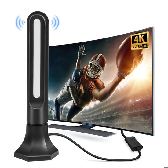 Antenne TV Intérieure 500 Km - Réception 360° - Freeview HD Sans Abonnement - Plug & Play