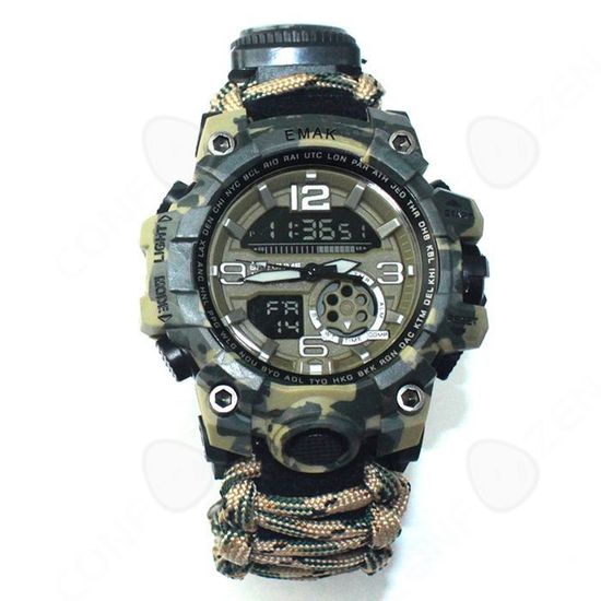 Montre Paracorde Survie Outdoor – Bracelet Réglable, Sans Marque, Neuve Sous Blister