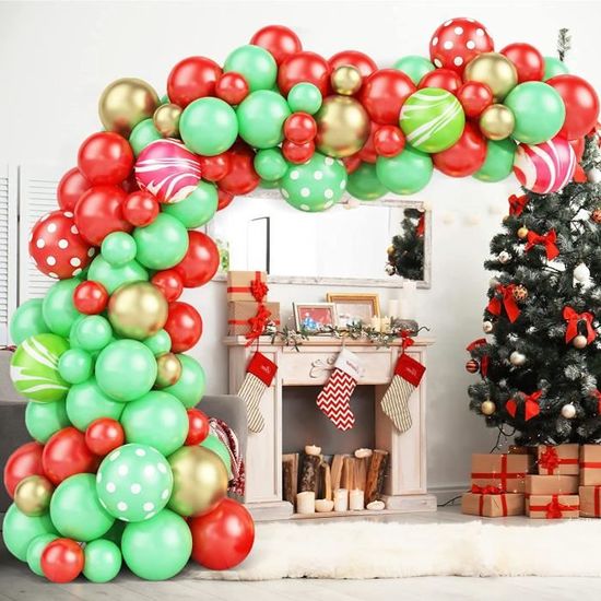 Arche Ballon Noel, Arche De Ballon Rouge Vert Kit Guirlande Ballon  Décorations De Noël Pour Décoration De Fête De Noël Fourn[J65]