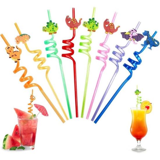 9 Pièces Pailles Bouclées Drôles Réutilisables Multicolores - Pailles En Plastique Pour Enfants Et Fêtes