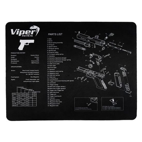 Tapis de nettoyage pour pistolet Glock - Double épaisseur - Schéma